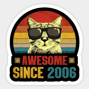 Awesome Since 2006 18th Birthday Gifts Cat Lover Sticker